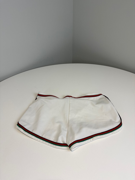 Fila White Athletic Shorts Vintage 70’s/80’s with Green & Red Stripe Trim - Picture 2 of 8